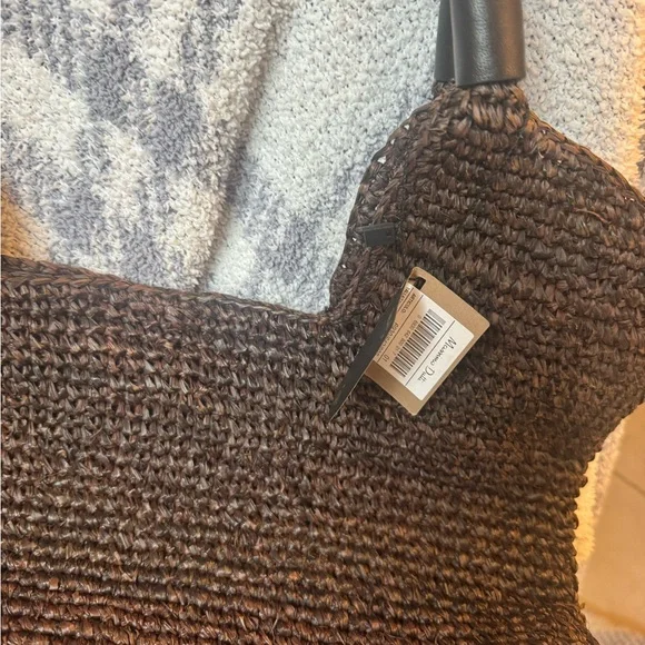 Massimo Dutti Black Raffia Tote